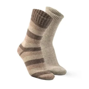 Fellhof Fellhof 2703 Bruin Gestreept 2 Pack Unisex Sokken Alpaca Wol