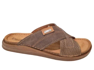 Fischer Fischer Bruine Leren Heren Slippers