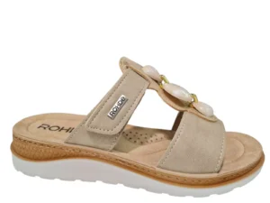Rohde Rohde Beige Leren Dames Slippers