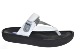 Wolky Wolky Leren Witte Dames Teenslipper