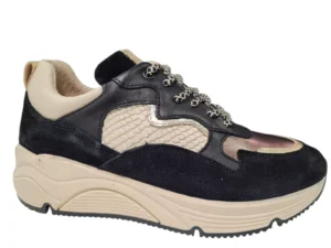 Bridge Bridge Zwarte Met Goud Leren Dames Sneakers