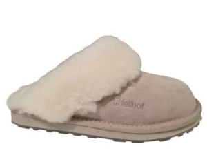 Fellhof Fellhof Primo 3226 Grijze Suede Dames Pantoffels Open Hiel Merinowol