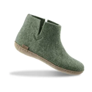 Glerups Glerups Hoge Wollen Sloffen Leren Zool Mos Groen