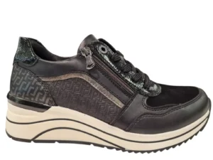 Remonte Remonte Zwarte Leren Dames Sneakers