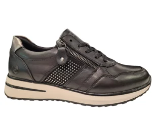 Remonte Remonte Zwarte Leren Dames Sneakers