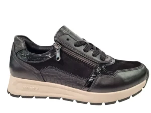 Remonte Remonte Zwarte Leren Dames Sneakers Slangenprint