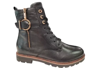 Remonte Remonte Zwarte Leren Veterboots Dames