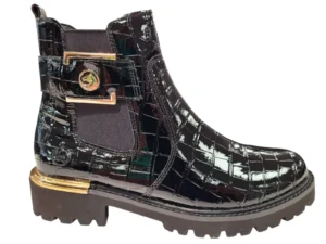 Remonte Remonte Zwarte Lak Dames Enkellaarzen