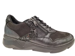 Waldlaufer Waldlaufer Zwarte Leren Dames Sneakers