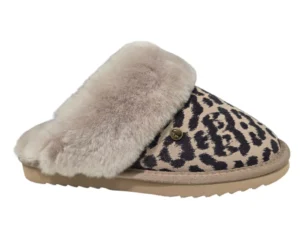 Warmbat Warmbat Panter Taupe Open Dames Pantoffels