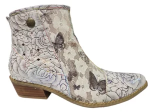 Laura Vita Laura Vita Hicnio 23 Ecru Enkellaarsjes Wit Leer en Mesh Dames