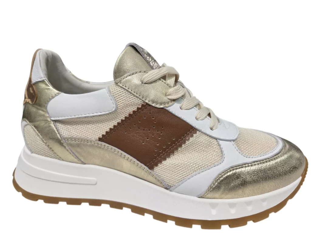 Piedi Nudi Piedi Nudi Helen 03.01 Gold Leopard Sneakers Wit/Goud Leer Dames H