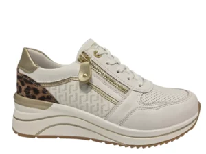 Remonte Remonte D0T10-82 Sneakers Wit met Panterprint op de hak Leer Dames