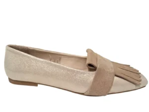 Roberto D'Angelo Roberto D'Angelo Dalton Platino Velour Camel Instappers Beige Metallic Leer Dames