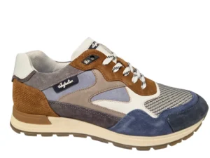 Australian Australian Tiago K99 Grey Tan Blue Sneakers Grijs Leer Combi Heren