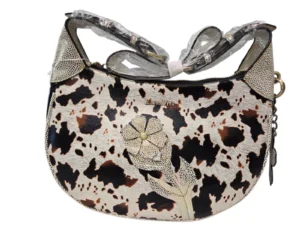 Laura Vita Laura Vita Sac Alba 02 Black Schoudertas Koeienprint Leer Dames