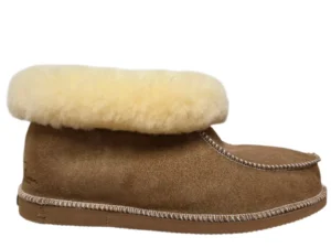 van Buren van Buren Dames Pantoffels Camel Lamsvacht Rubberen Zool