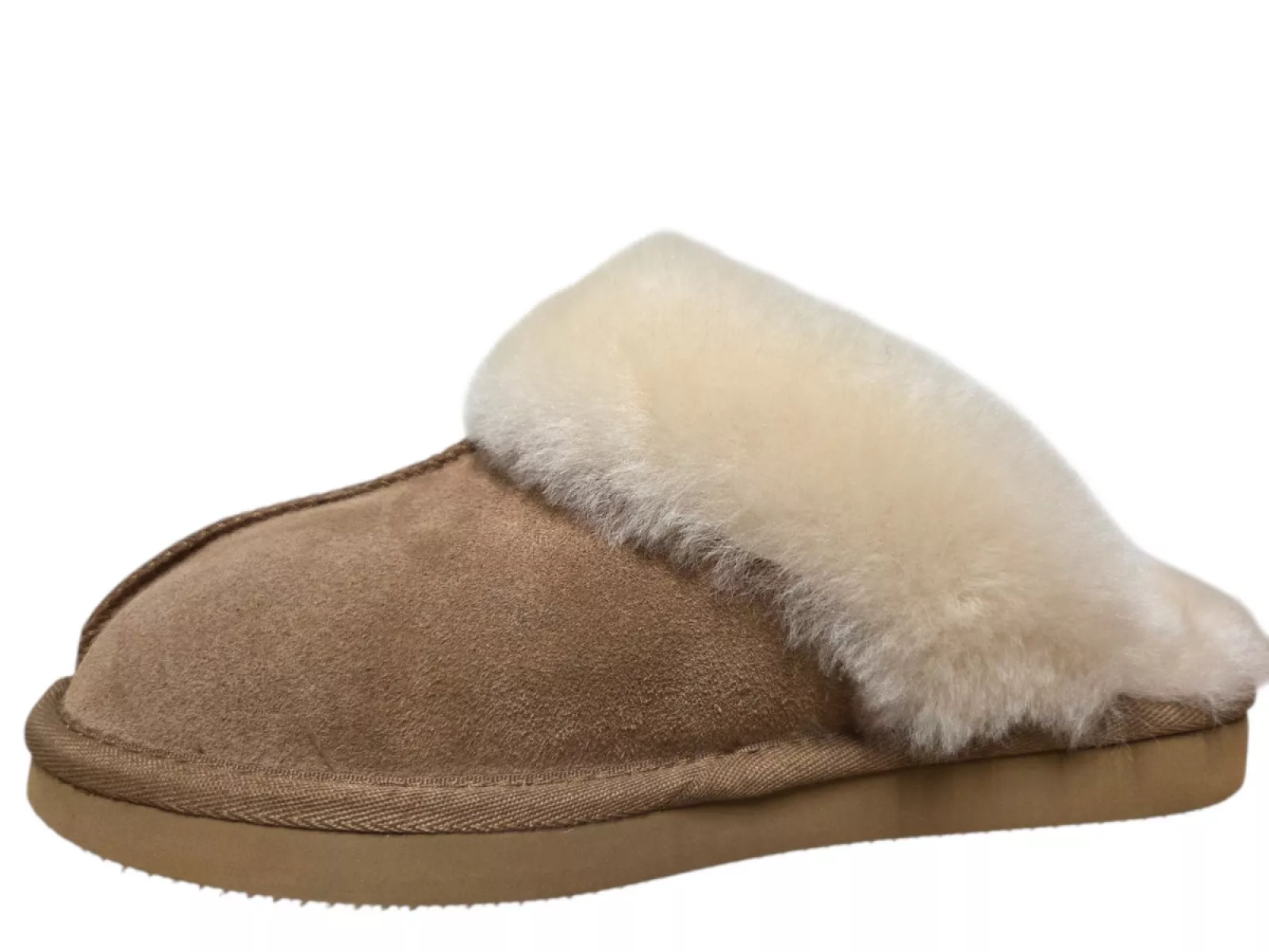 van Buren van Buren Slippers Lumi Camel Open Pantoffels Lamsvacht Gevoerde Sloffen