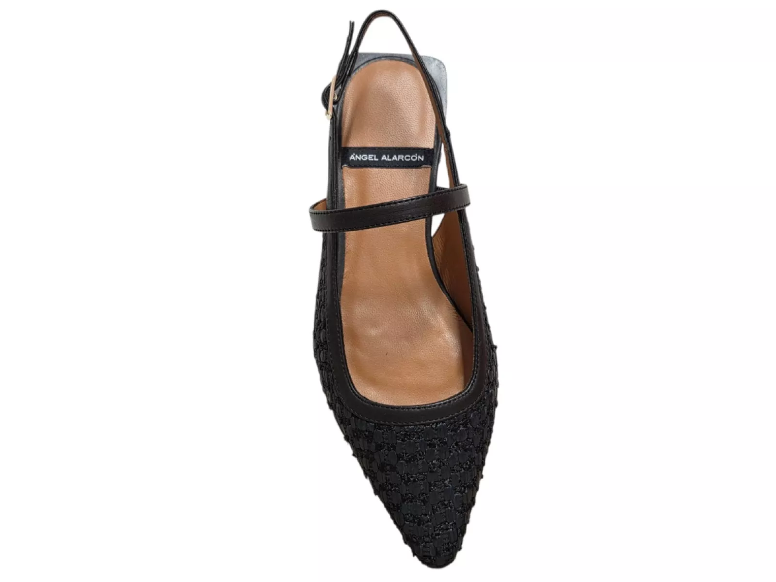 Angel Alarcon Angel Alarcon Imelda 26002 530B Raffia Negro Slingback Zwart Leer Dames