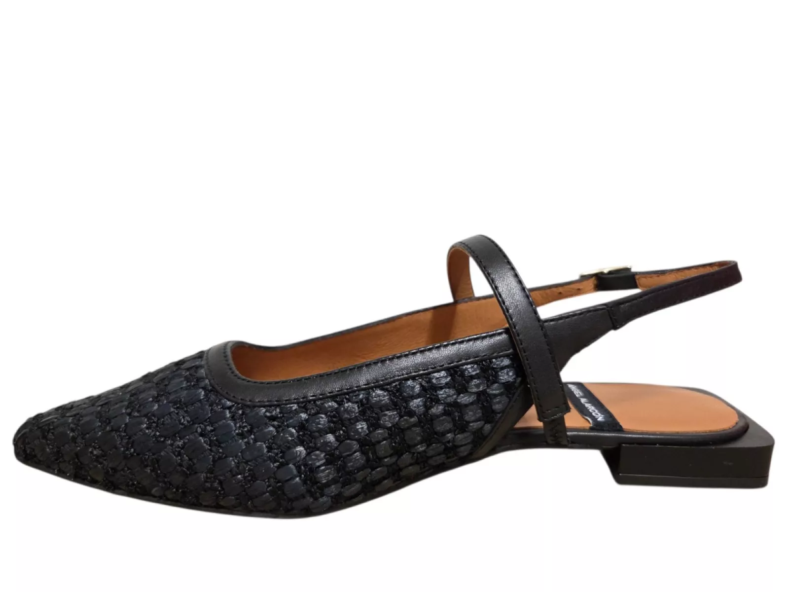 Angel Alarcon Angel Alarcon Imelda 26002 530B Raffia Negro Slingback Zwart Leer Dames