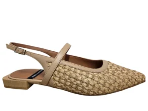 Angel Alarcon Angel Alarcon Imelda 26002 530B Rafia Camello Slingbacks Beige Leer Dames