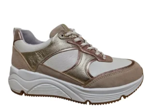 Bridge Bridge 26157825 Sneakers Wit Beige Goud Leer en Suede Dames