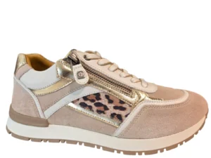 Helioform Helioform 276.001.0351 Sneakers Beige Print Suede Dames Breedtemaat H