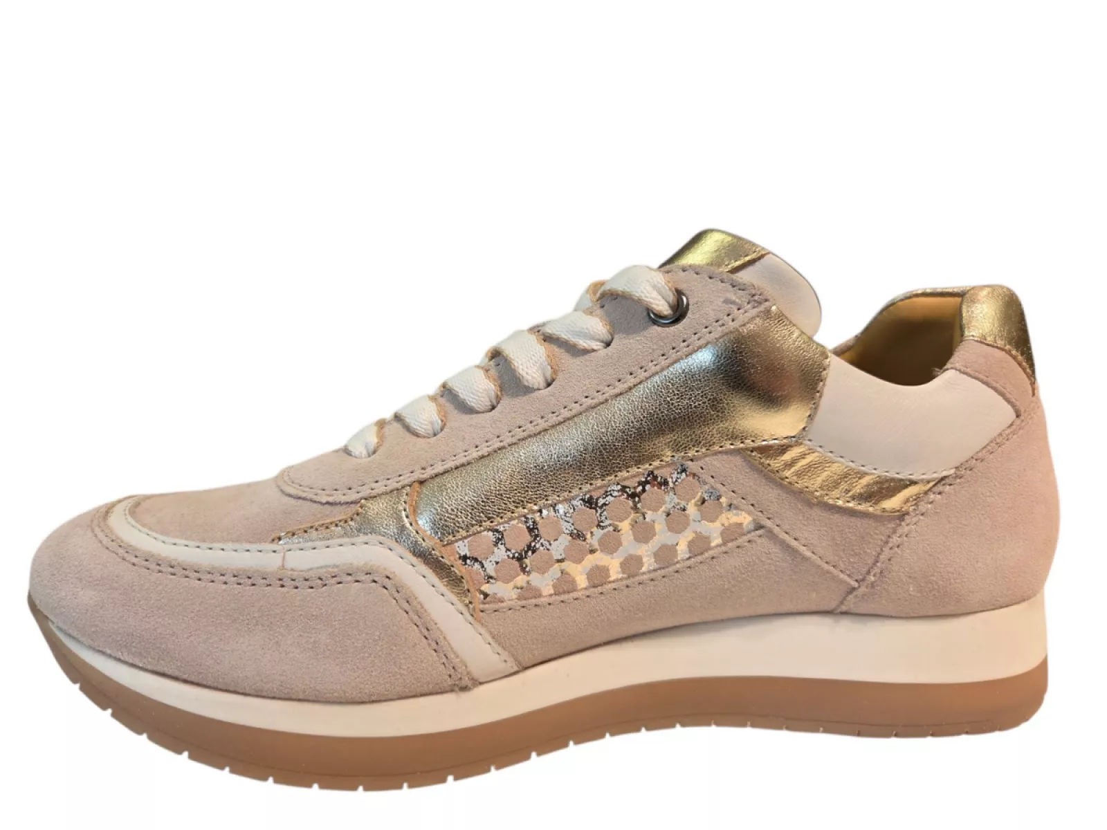 Helioform Helioform 281.011.0357 Sneakers Beige Suede Dames Breedtemaat H