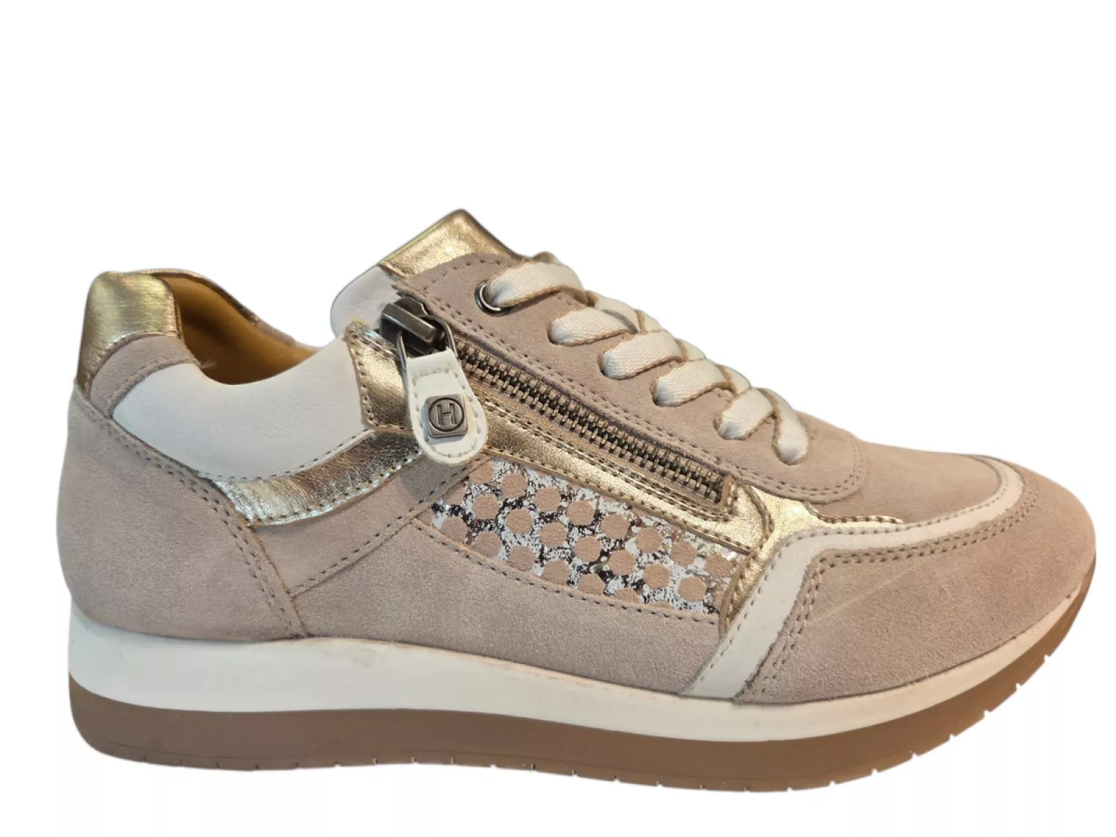 Helioform Helioform 281.011.0357 Sneakers Beige Suede Dames Breedtemaat H