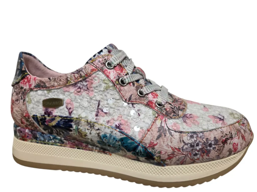 Laura Vita Laura Vita Gycmo 32 Rose Sneakers Roze Gebloemd Leercombi Dames