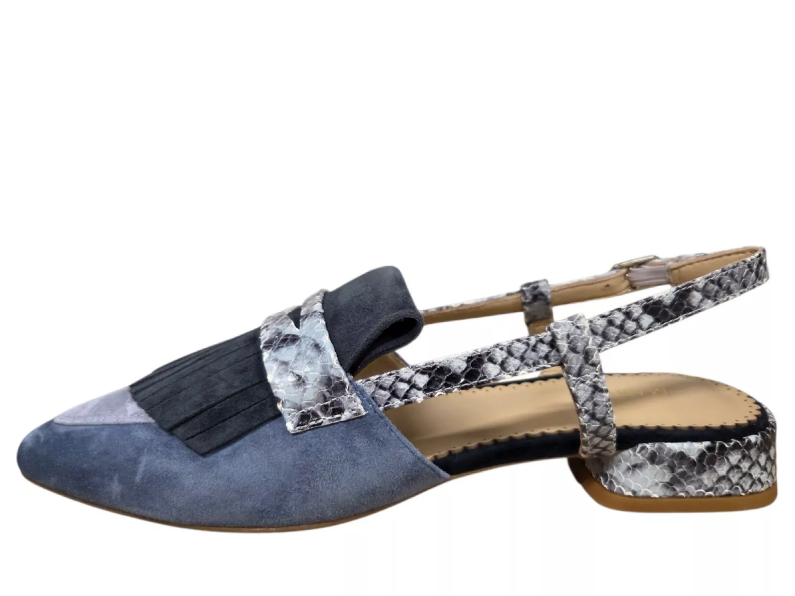 Maripe Maripe MA159 Combi Light Blue Python Slicgbacks Blauw Suede Dames