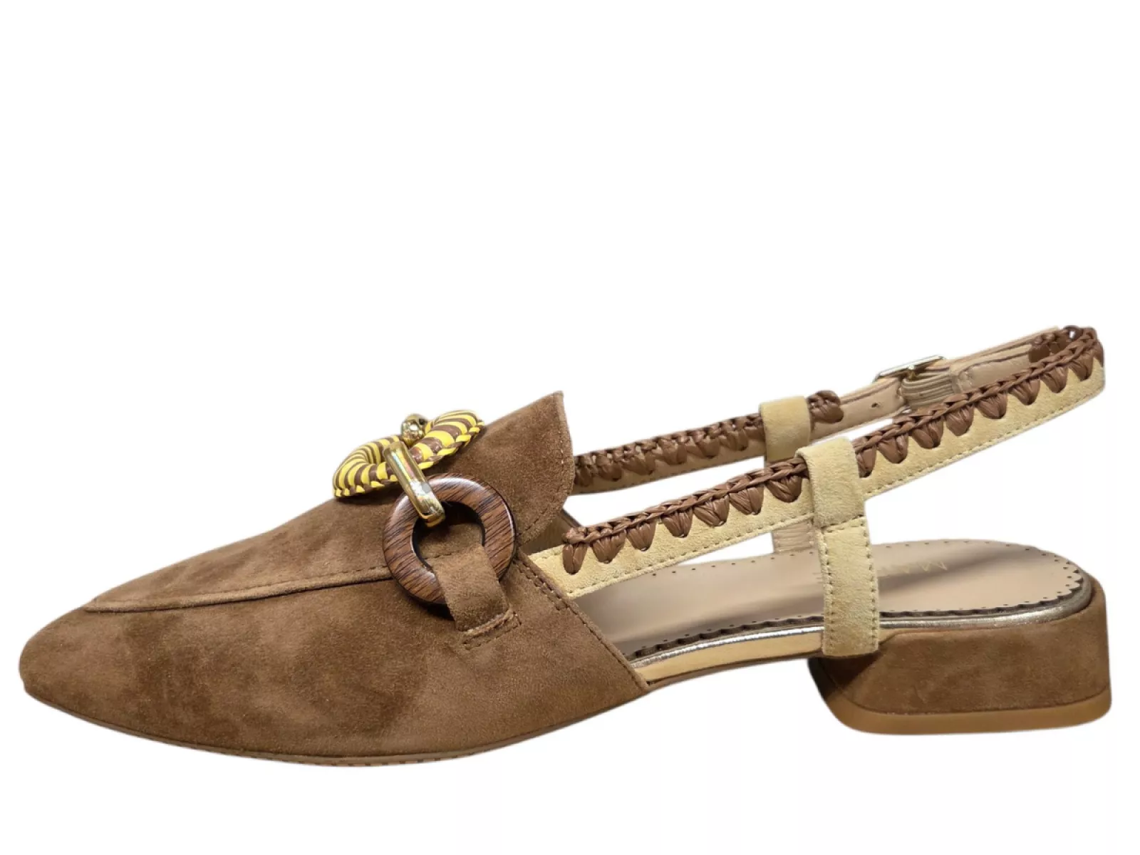 Maripe Maripe MA161 Combi Yellow Sand Slingbacks Bruin Suede Dames