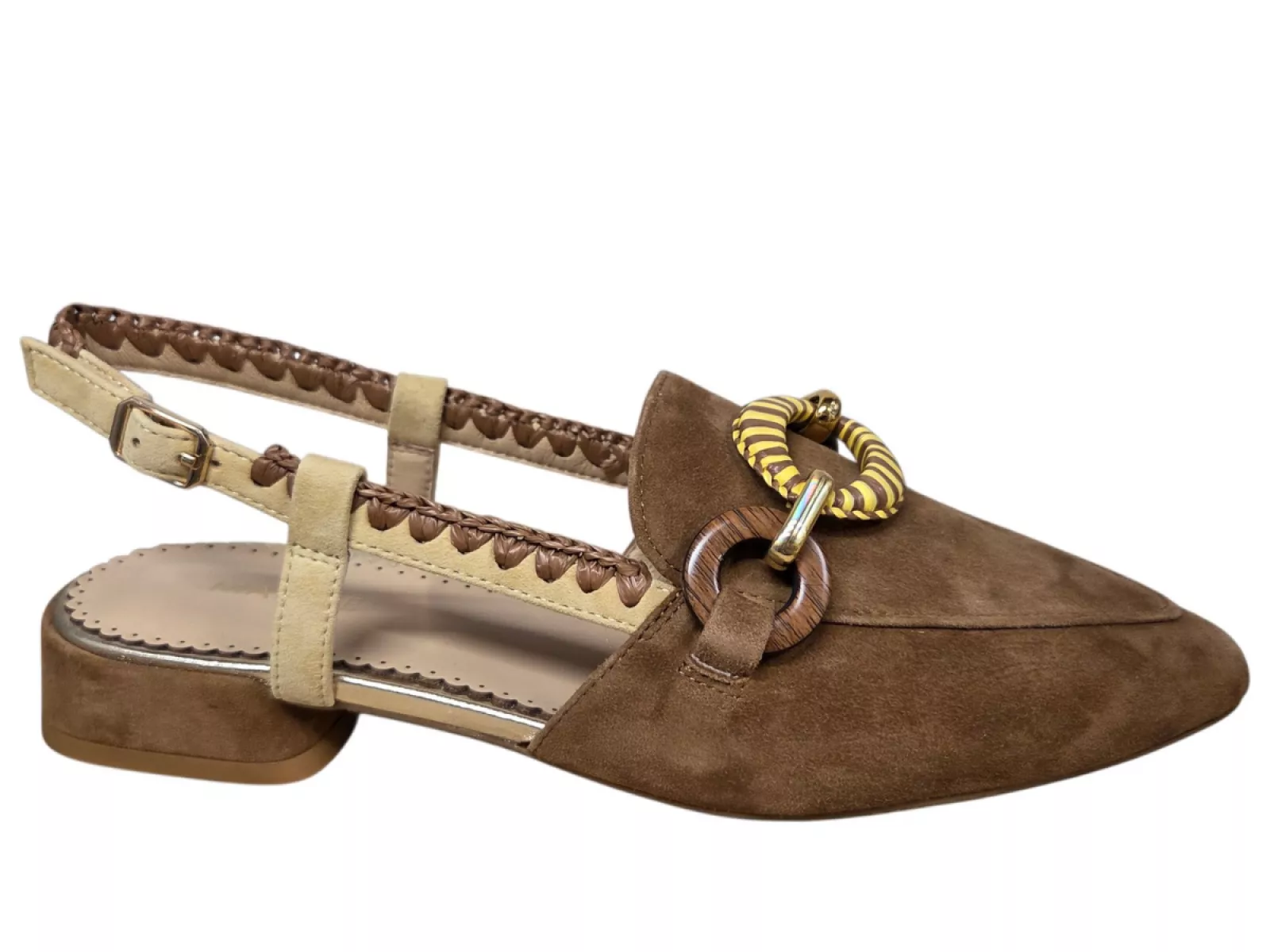 Maripe Maripe MA161 Combi Yellow Sand Slingbacks Bruin Suede Dames