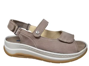 Wolky Wolky 0335010 125 Dames Sandalen Uitneembaar Voetbed Leer Klittenbandsluiting Beige