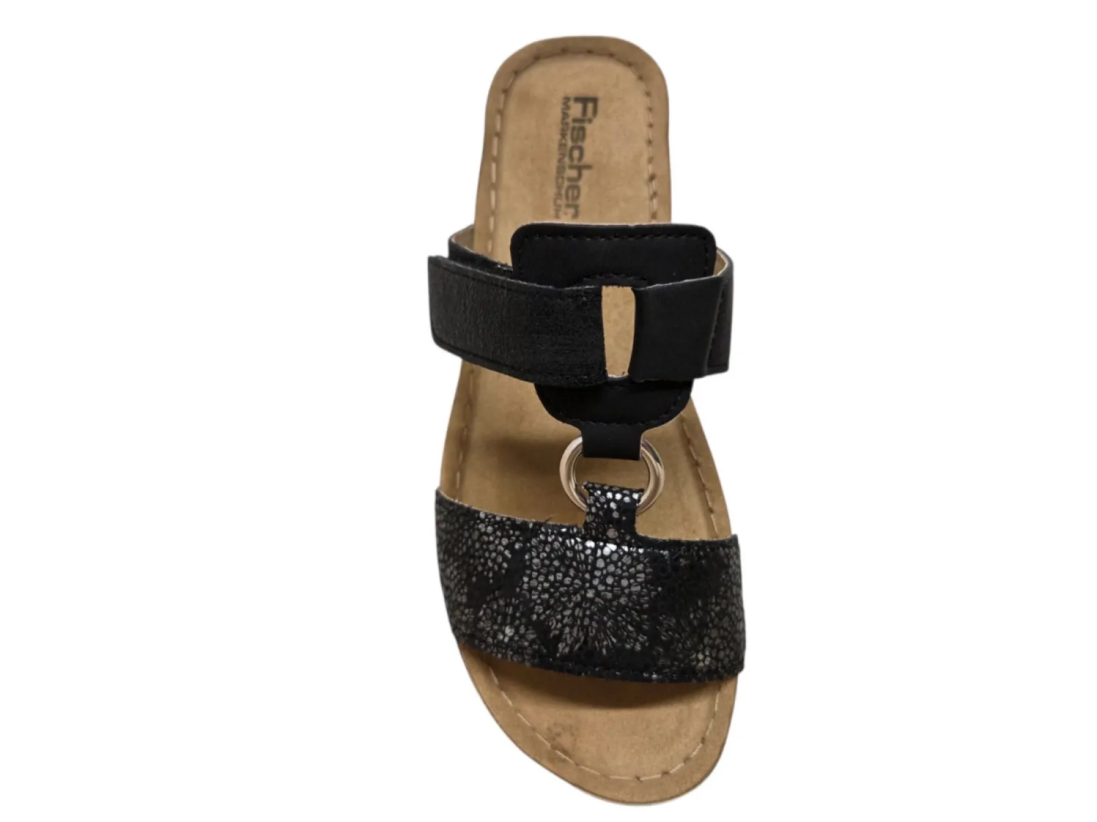 Fischer Fischer 556205 222 Slippers Zwart Met Print Leer Dames