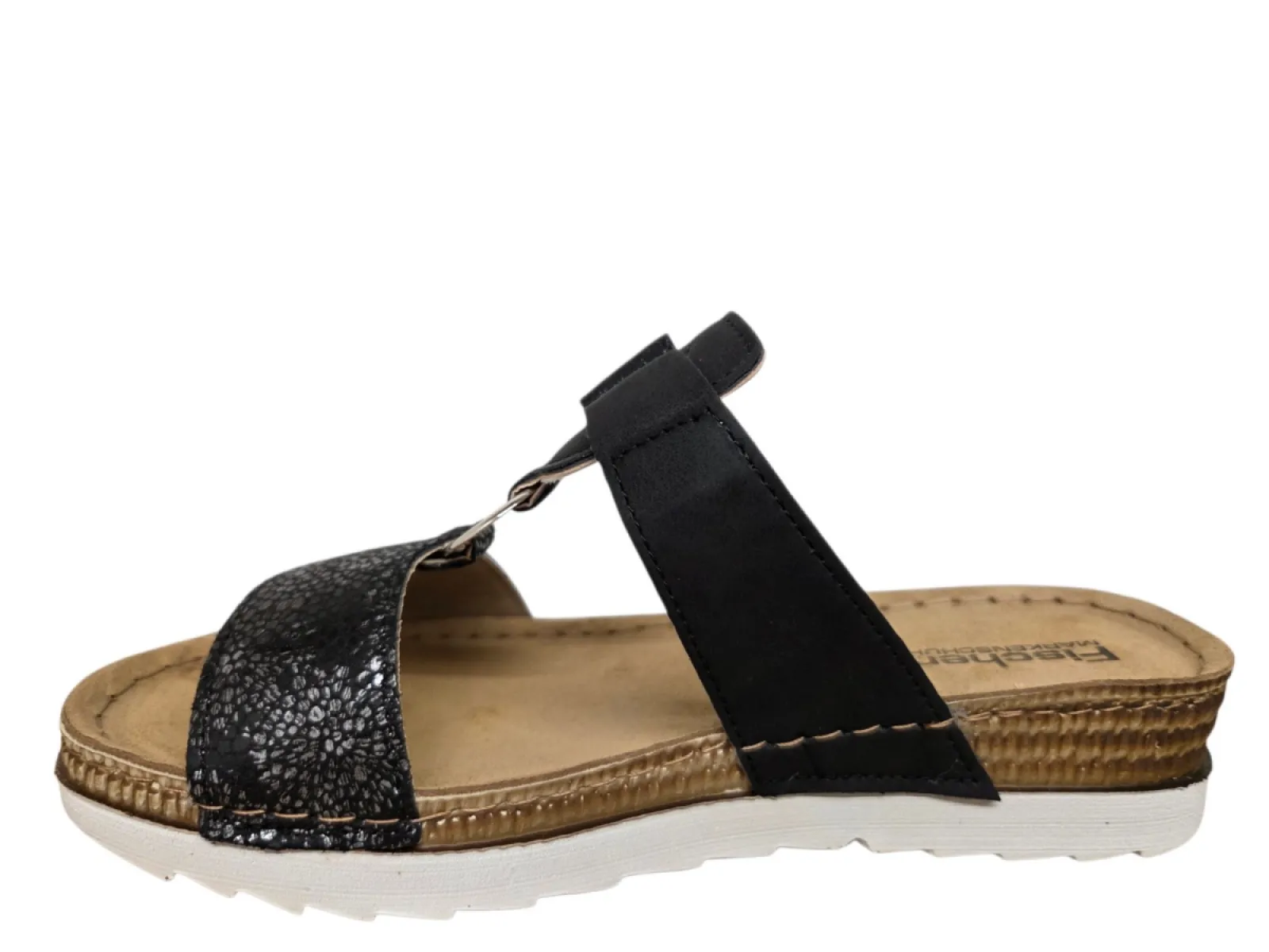 Fischer Fischer 556205 222 Slippers Zwart Met Print Leer Dames
