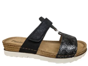 Fischer Fischer 556205 222 Slippers Zwart Met Print Leer Dames