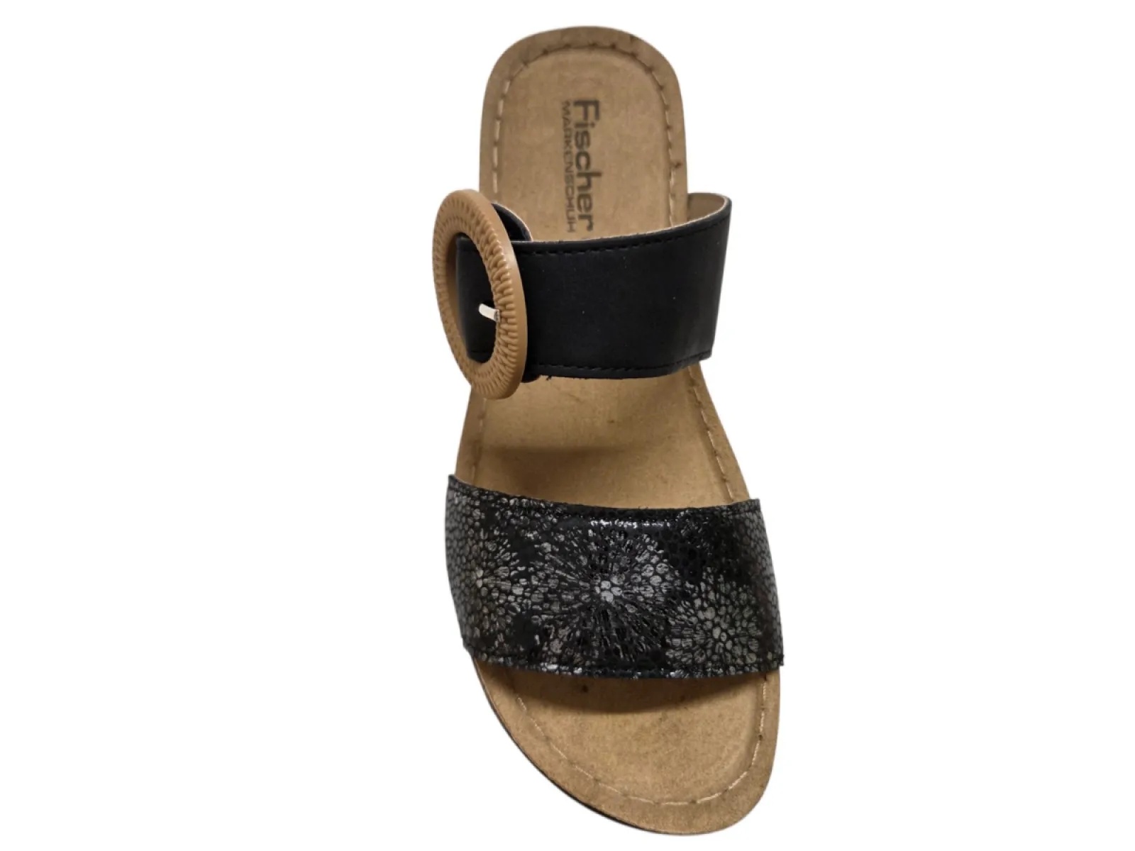 Fischer Fischer 556207 222 Slippers Zwart met Print Leer Dames