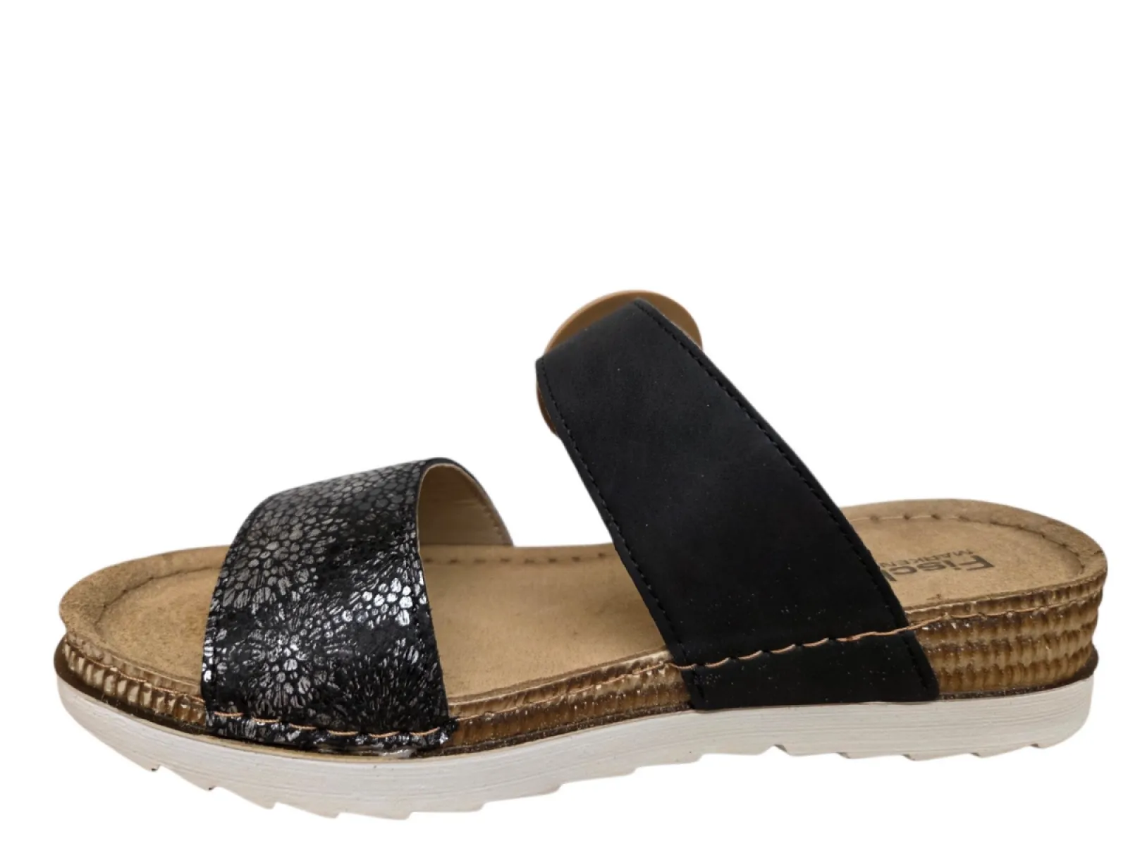 Fischer Fischer 556207 222 Slippers Zwart met Print Leer Dames
