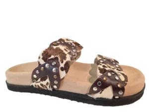Maruti Maruti Evie Hairon Cow D04 Slippers Donker Bruin Leer Dames