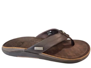Reef Reef Leather Offshore Dark Brown Teenslippers Donker Bruin Leer Heren