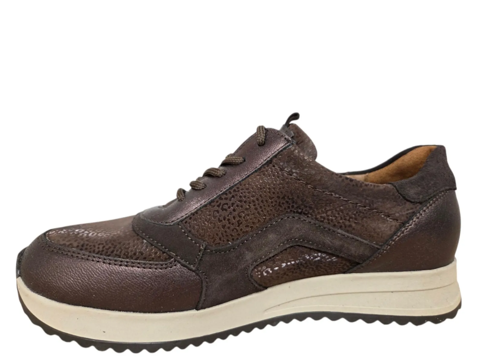 Waldlaufer Waldlaufer 752004 411 192 Vicky Sneakers Bruin Leer en Suede Dames