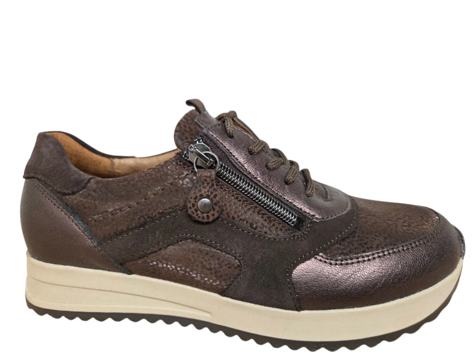 Waldlaufer Waldlaufer 752004 411 192 Vicky Sneakers Bruin Leer en Suede Dames