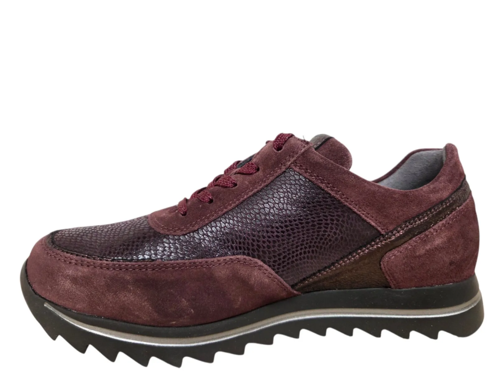 Waldlaufer Waldlaufer 923019 409 020 Sneakers Bordeaux Rood Suede en Leer Dames Breedtemaat H