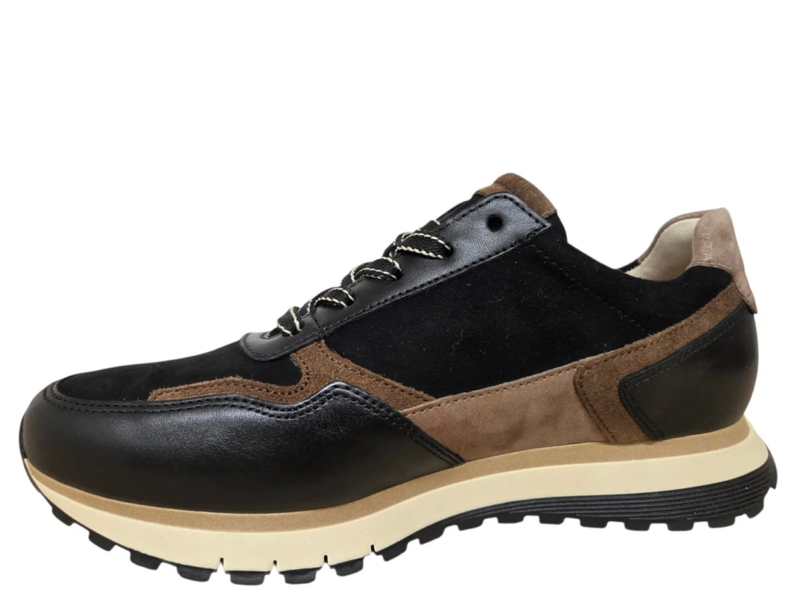 Gabor Gabor 6029.01.002 Sneakers Zwart Met Bruin Leer en Suede Dames