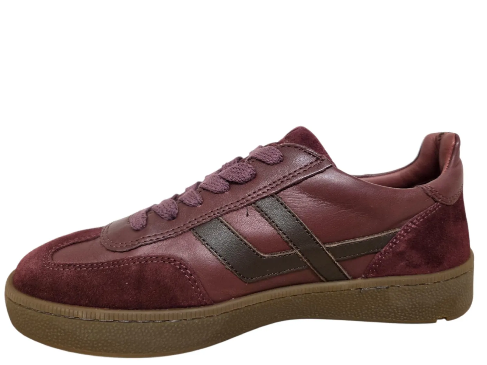 LLoyd LLoyd Brava Dark Cherry Cigar Sneakers Aubergine Leer en Suede Dames