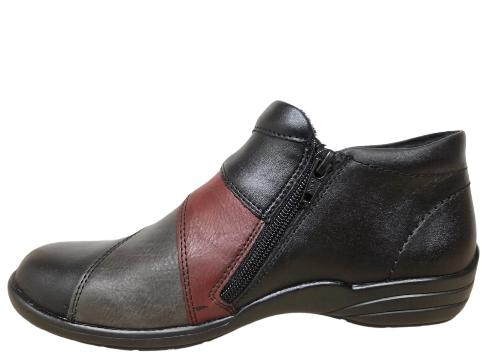 Remonte Remonte R7674-02 Enkellaarsjes Zwart met Rood Leer Dames