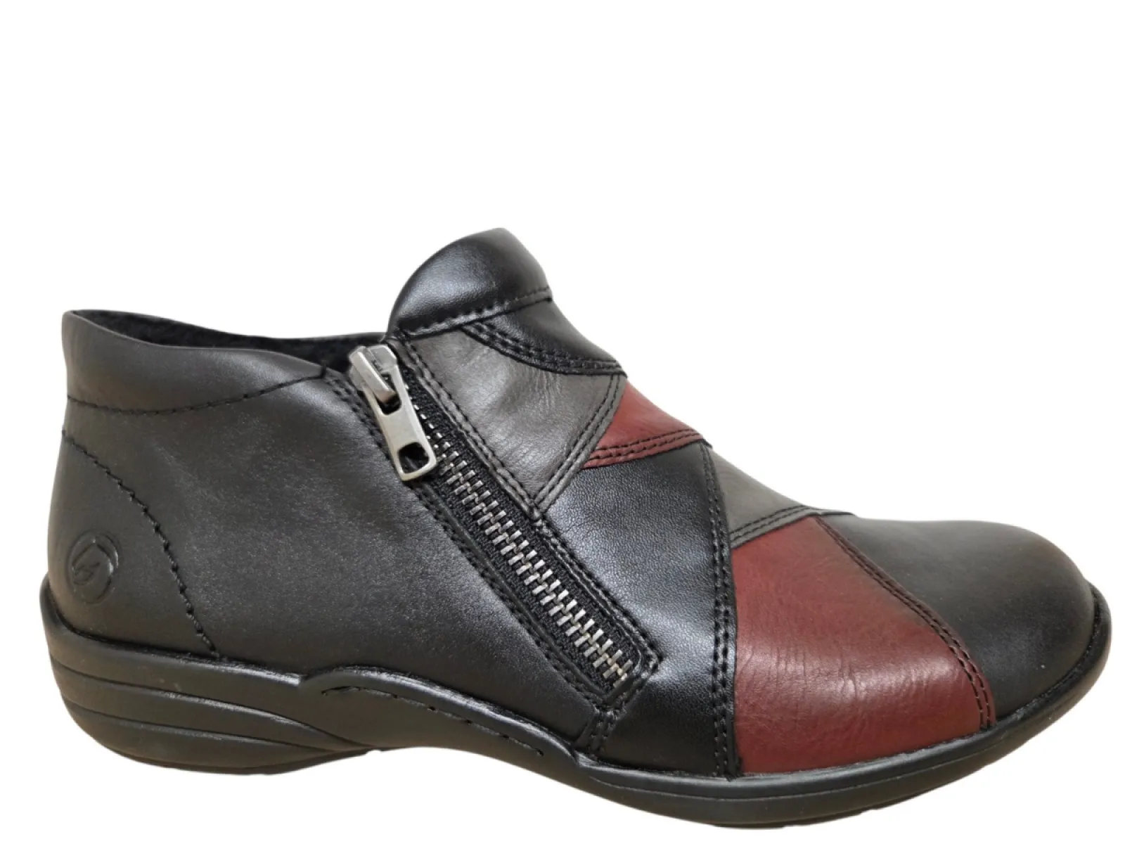 Remonte Remonte R7674-02 Enkellaarsjes Zwart met Rood Leer Dames
