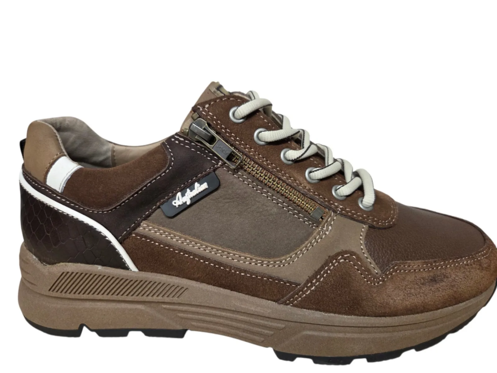 Australian Australian Connery K D12 Brown Taupe Sneakers Bruin Taupe Leer en Suede Heren