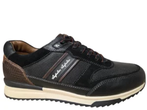Australian Australian Filmon A08 Black Cognac Sneakers Zwart Leer en Suede Heren